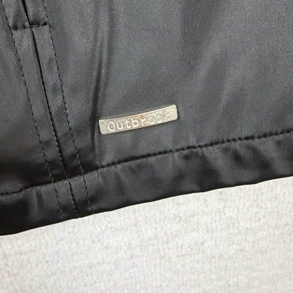 Outbrook Womens Black Hooded Rain Jacket Full Zip Windbreaker L 12/14 gorpcore